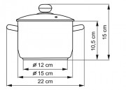 KOLIMAX Hrnec  PREMIUM se skleněnou poklicí,
průměr 15 cm, objem 1.5 l, (II. jakost)