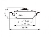 KOLIMAX Panvica s keramickým povrchom so sklenenou pokrievkou, s úchytmi, priemer 26 cm,vysoká 8 cm, objem 3.5 l, šedý granit