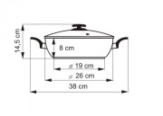 KOLIMAX Nerezová panvica so sklenenou pokrievkou, s úchytmi, priemer 26cm, objem 3.5l, vysoká 8 cm, keramický povrch čierny granit