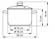 KOLIMAX Nerezový hrnec se skleněnou poklicí,
průměr 18 cm, objem 3.0 l, (II. jakost)