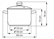 KOLIMAX Nerezový hrnec se skleněnou poklicí,
průměr 18 cm, objem 3.0 l, (II. jakost)