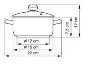 KOLIMAX Nerezový rendlík se skleněnou poklicí,
průměr 15 cm, objem 1.0 l, (II. jakost)